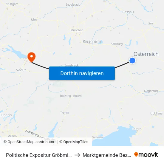 Politische Expositur Gröbming to Marktgemeinde Bezau map