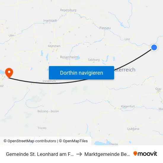 Gemeinde St. Leonhard am Forst to Marktgemeinde Bezau map