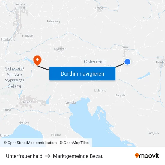 Unterfrauenhaid to Marktgemeinde Bezau map