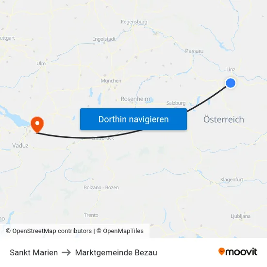 Sankt Marien to Marktgemeinde Bezau map