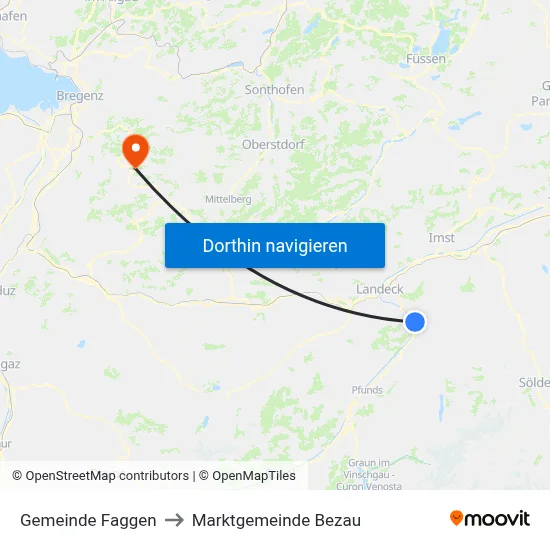 Gemeinde Faggen to Marktgemeinde Bezau map