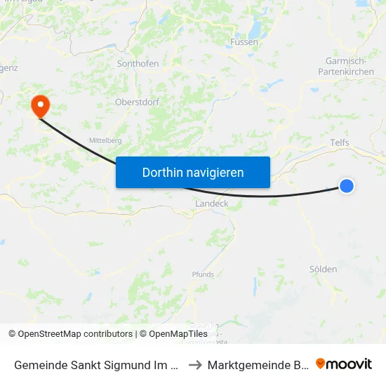 Gemeinde Sankt Sigmund Im Sellrain to Marktgemeinde Bezau map