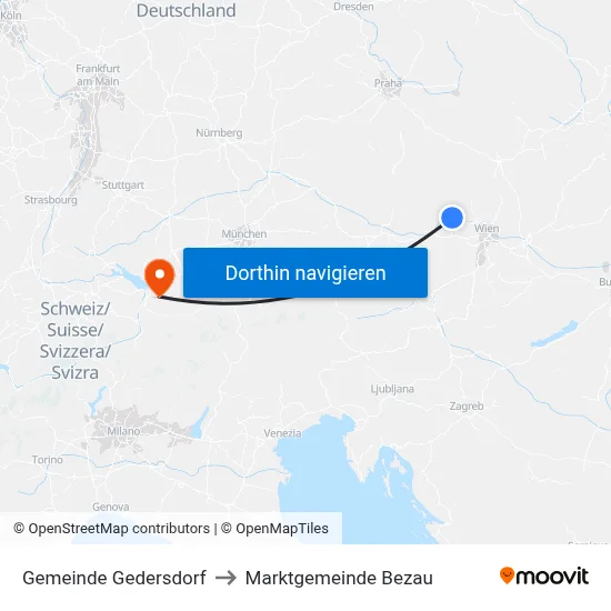 Gemeinde Gedersdorf to Marktgemeinde Bezau map