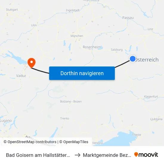 Bad Goisern am Hallstättersee to Marktgemeinde Bezau map