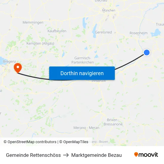 Gemeinde Rettenschöss to Marktgemeinde Bezau map