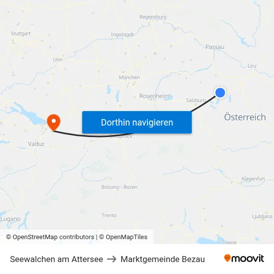 Seewalchen am Attersee to Marktgemeinde Bezau map