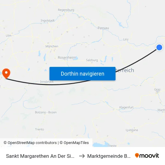 Sankt Margarethen An Der Sierning to Marktgemeinde Bezau map