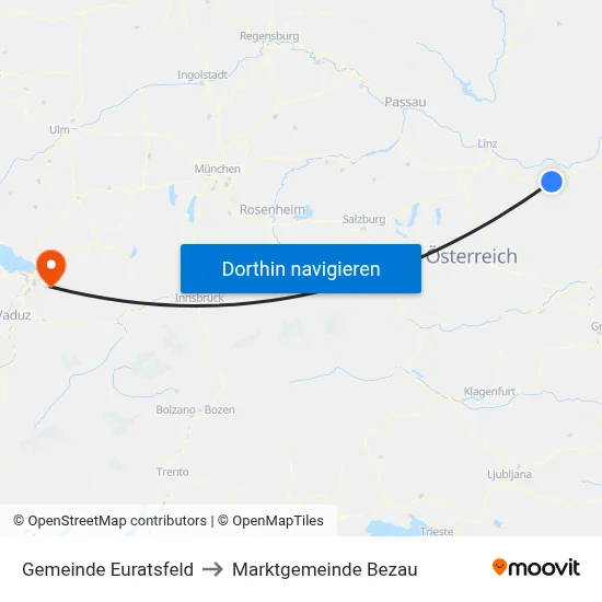 Gemeinde Euratsfeld to Marktgemeinde Bezau map