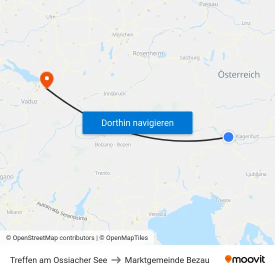 Treffen am Ossiacher See to Marktgemeinde Bezau map