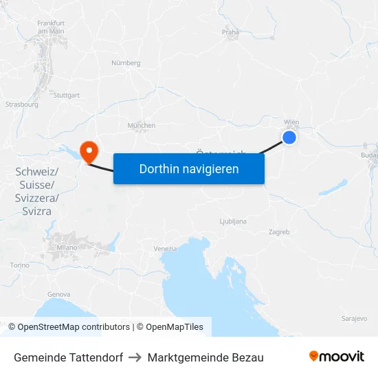 Gemeinde Tattendorf to Marktgemeinde Bezau map