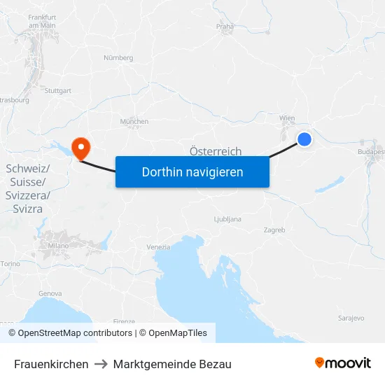 Frauenkirchen to Marktgemeinde Bezau map