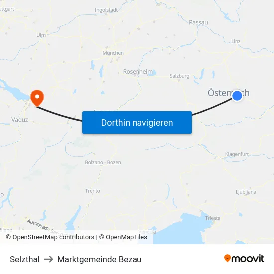 Selzthal to Marktgemeinde Bezau map