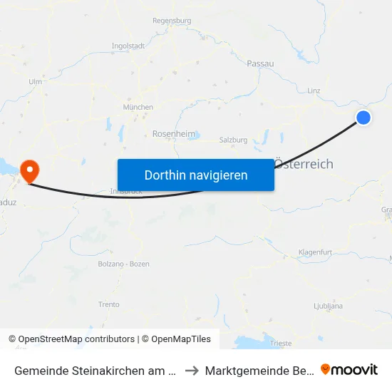 Gemeinde Steinakirchen am Forst to Marktgemeinde Bezau map