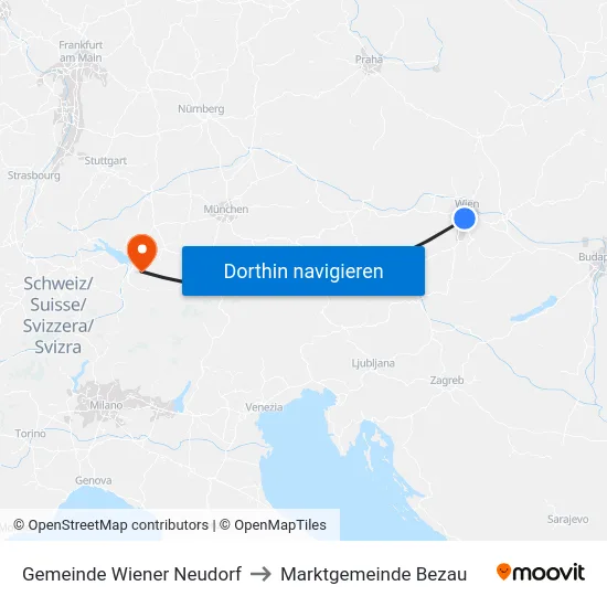 Gemeinde Wiener Neudorf to Marktgemeinde Bezau map