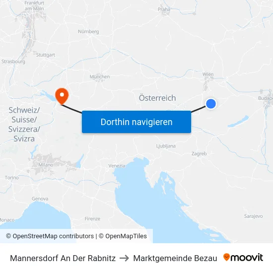 Mannersdorf An Der Rabnitz to Marktgemeinde Bezau map