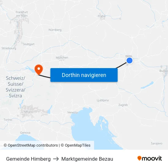 Gemeinde Himberg to Marktgemeinde Bezau map
