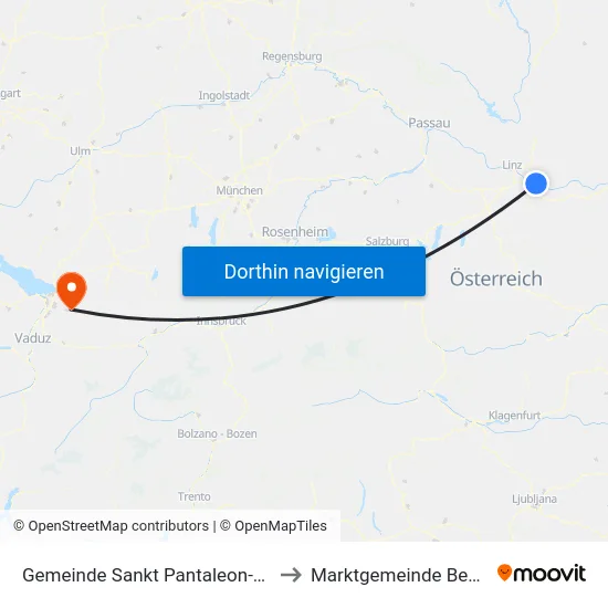 Gemeinde Sankt Pantaleon-Erla to Marktgemeinde Bezau map
