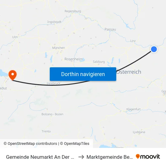 Gemeinde Neumarkt An Der Ybbs to Marktgemeinde Bezau map