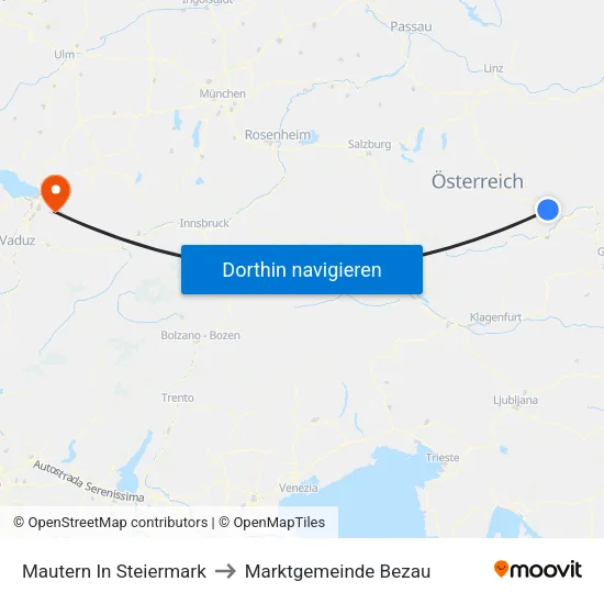 Mautern In Steiermark to Marktgemeinde Bezau map