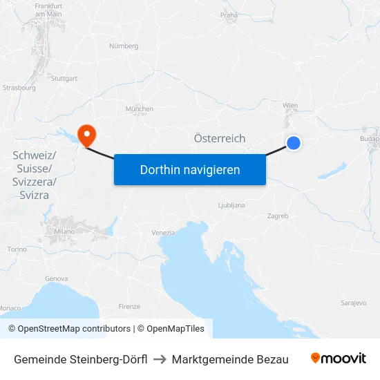 Gemeinde Steinberg-Dörfl to Marktgemeinde Bezau map