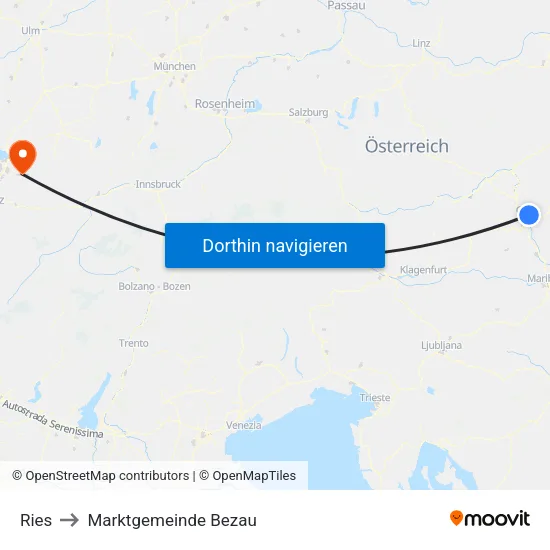 Ries to Marktgemeinde Bezau map