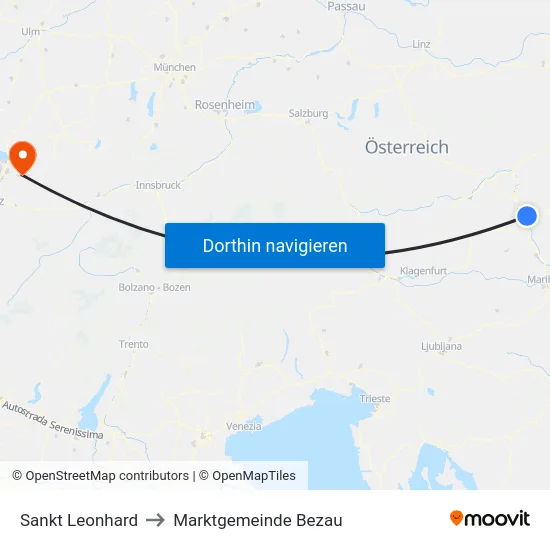 Sankt Leonhard to Marktgemeinde Bezau map