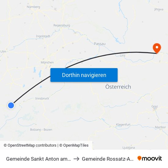 Gemeinde Sankt Anton am Arlberg to Gemeinde Rossatz-Arnsdorf map