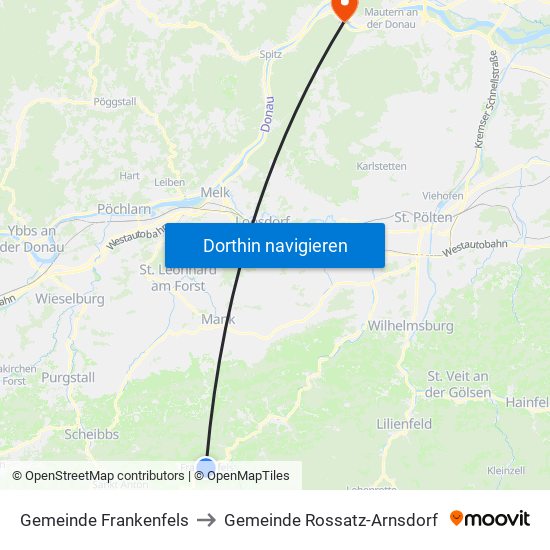 Gemeinde Frankenfels to Gemeinde Rossatz-Arnsdorf map