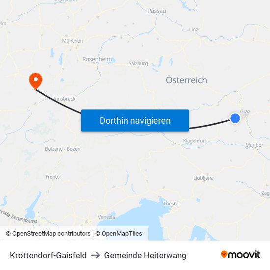 Krottendorf-Gaisfeld to Gemeinde Heiterwang map