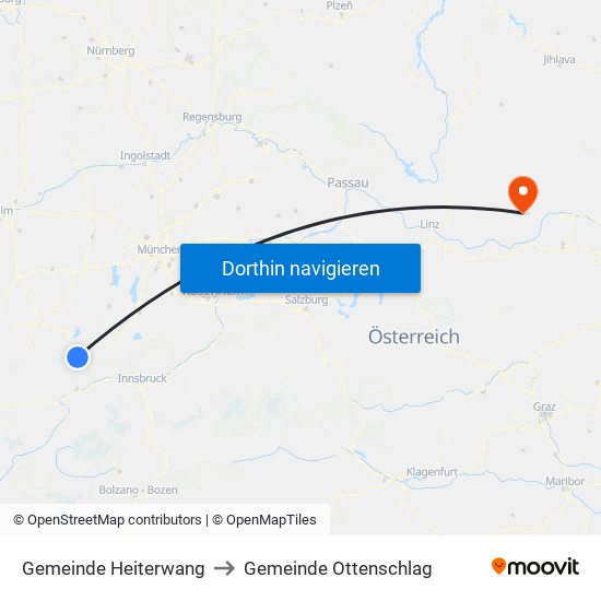 Gemeinde Heiterwang to Gemeinde Ottenschlag map