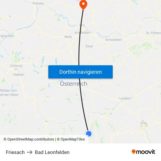 Friesach to Bad Leonfelden map