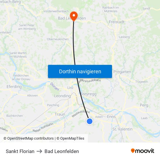 Sankt Florian to Bad Leonfelden map