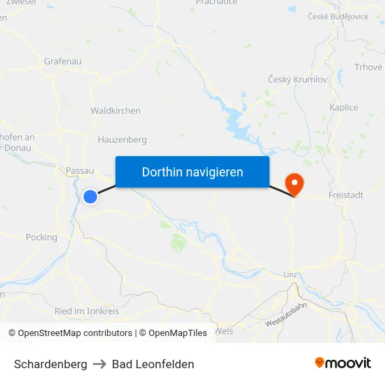 Schardenberg to Bad Leonfelden map
