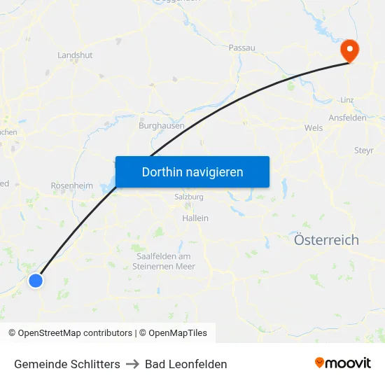 Gemeinde Schlitters to Bad Leonfelden map