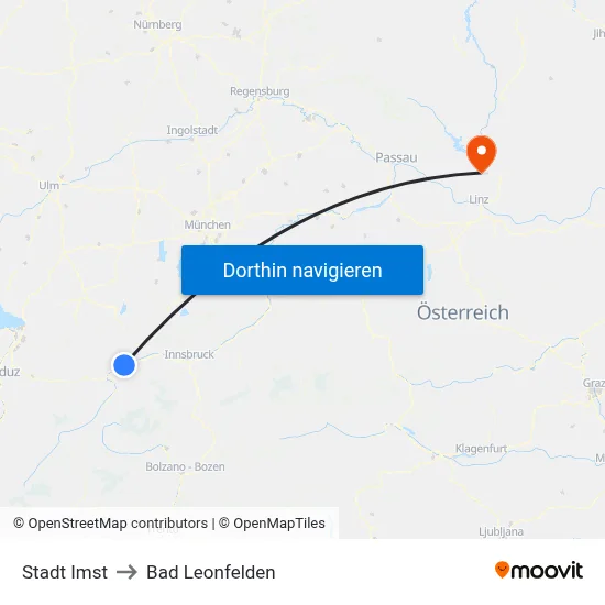 Stadt Imst to Bad Leonfelden map