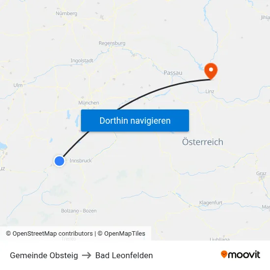 Gemeinde Obsteig to Bad Leonfelden map