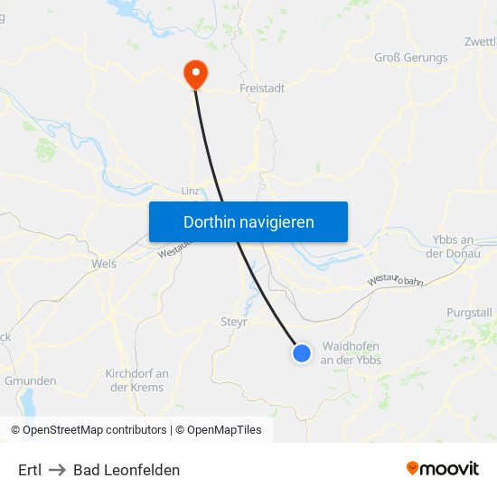 Ertl to Bad Leonfelden map