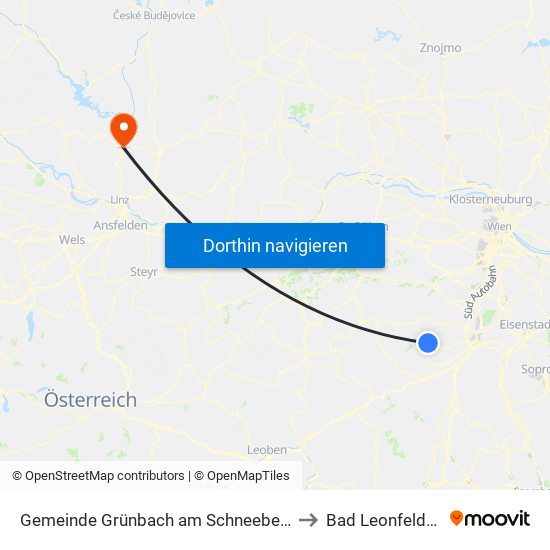 Gemeinde Grünbach am Schneeberg to Bad Leonfelden map