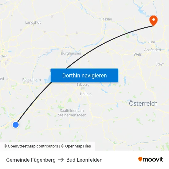 Gemeinde Fügenberg to Bad Leonfelden map
