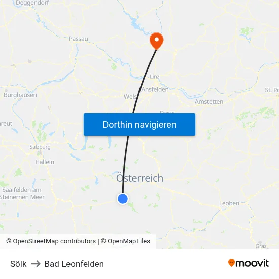 Sölk to Bad Leonfelden map
