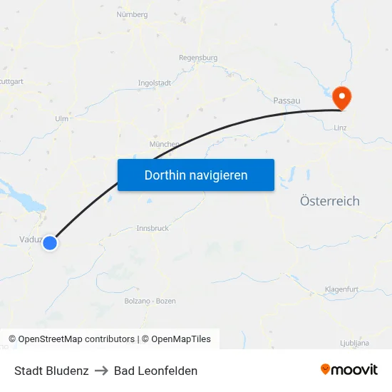 Stadt Bludenz to Bad Leonfelden map