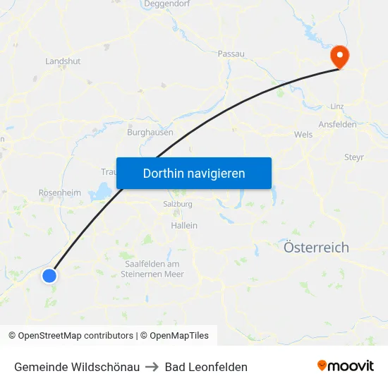 Gemeinde Wildschönau to Bad Leonfelden map