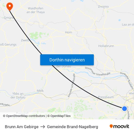 Brunn Am Gebirge to Gemeinde Brand-Nagelberg map