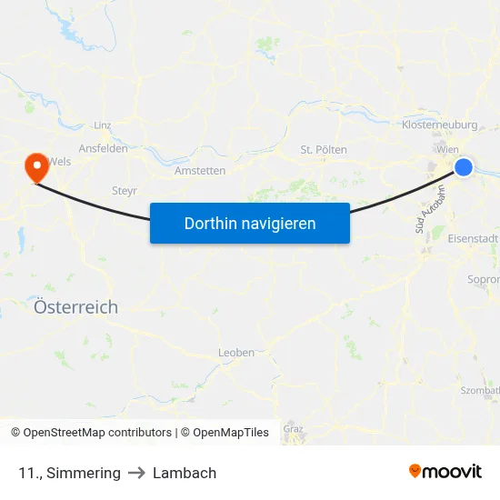 11., Simmering to Lambach map