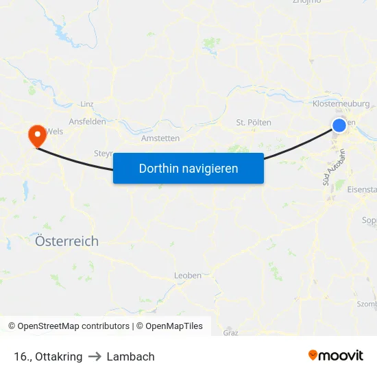 16., Ottakring to Lambach map