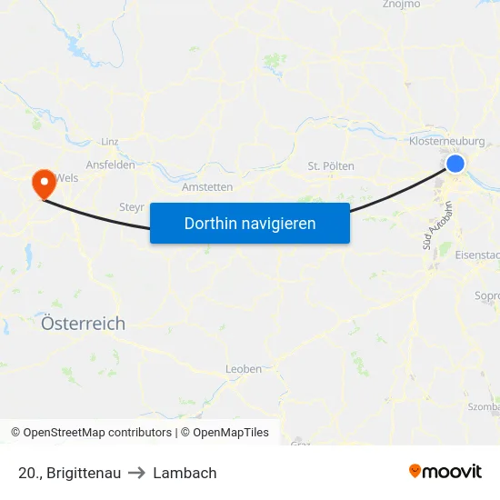 20., Brigittenau to Lambach map