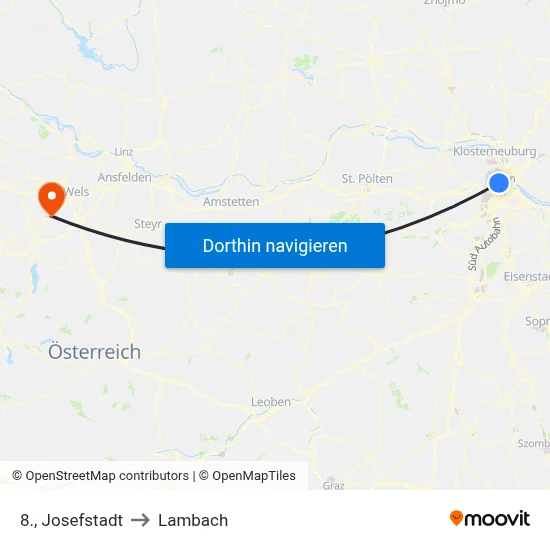 8., Josefstadt to Lambach map