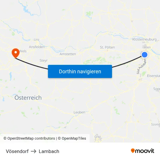 Vösendorf to Lambach map