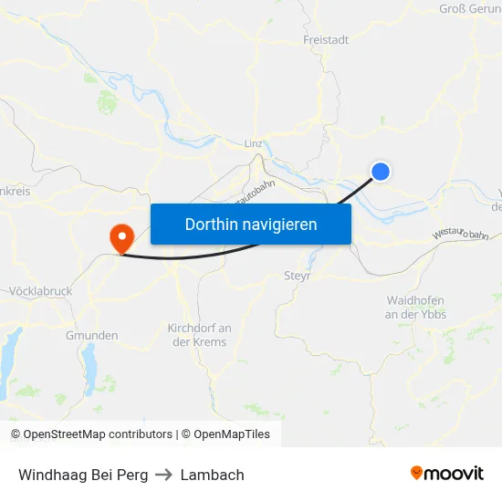 Windhaag Bei Perg to Lambach map