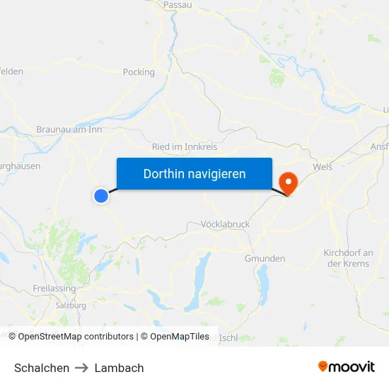 Schalchen to Lambach map
